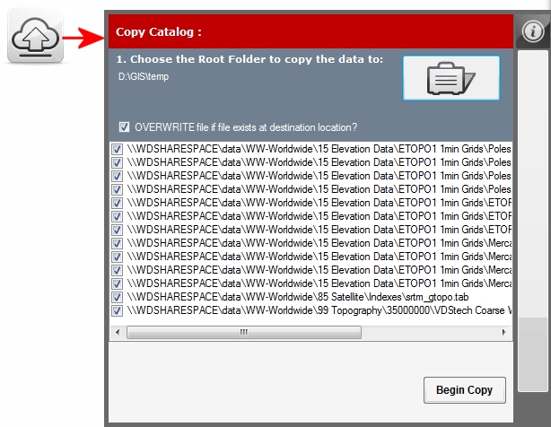 Copy data from catalog libraries to a local storage drive